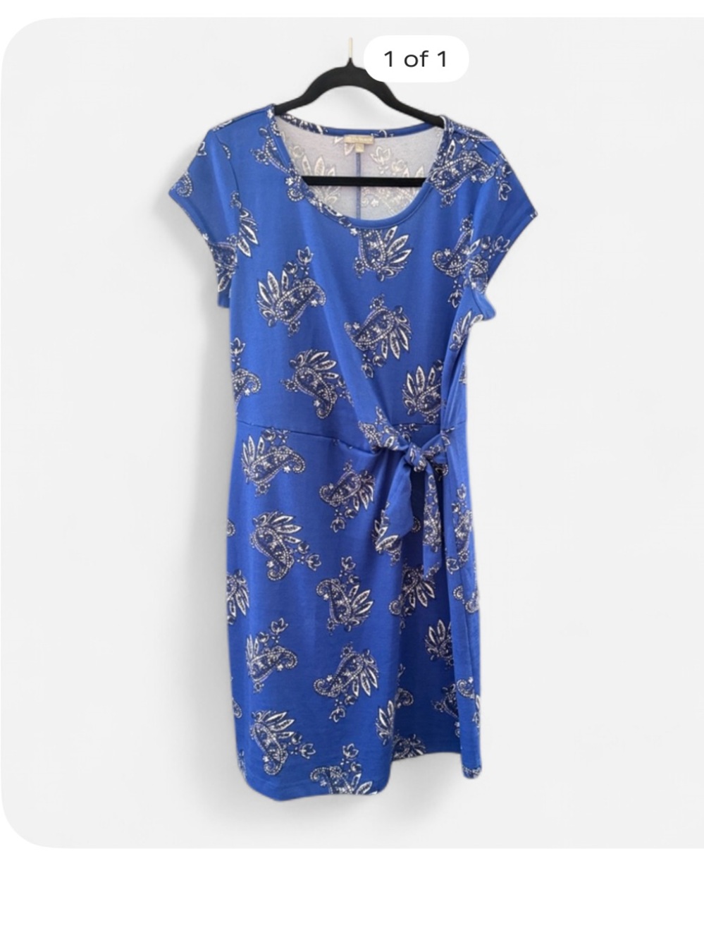 Talbots Royal Blue Paisley dress size LP workwear office corpcore casual cottage
